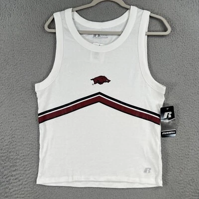 NEW! Arkansas Razorbacks Tank Top WOMENS Large 12/14 Russell Ladies Hogs White - Image 1 of 4