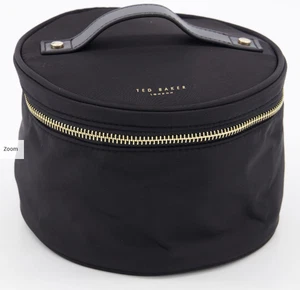 Ted Baker Kosmetikkoffer rund, klein, weich, flach faltbar für Reisen, schwarz - neu mit Etikett - Bild 1 von 1
