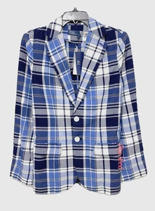 Polo Ralph Lauren Plaid Cotton Blazer Women’s Size-4  Blue Multi NWT$498 - Picture 1 of 13