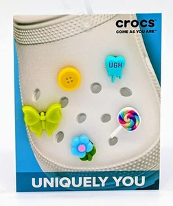 NEW CROCS Jibbitz Shoe Charms UGH Acrylic (5 Pack) Butterfly Lollipop Flower - Picture 1 of 2