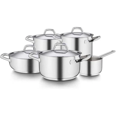 BARAZZONI Chef Line Batteria Set di Pentole 9 Pezzi Acciaio Inox Made in Italy - Immagine 1 di 4