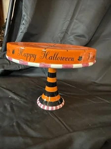 dept 56 halloween glitterville Small Cake Stand 6 1/4x8 1/2 In - Picture 1 of 3