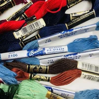 Embroidery Floss Mixed Lot Neutral Colors Bucilla J&P Coats DMC 60 Skeins Lot - Image 1 of 4