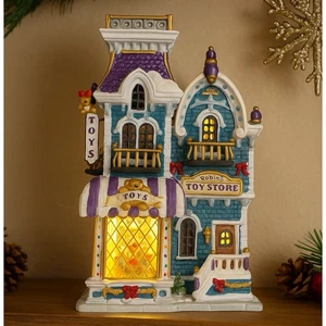 Tienda de juguetes vintage Lemax Christmas Village Robin's Coventry Cove 2002 coleccionable - Imagen 1 de 22