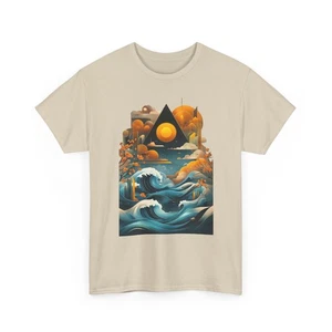Camiseta Artística Japonesa Ocean Sunrise | Camisa Informal Artística Playa Vibraciones Naturaleza Amante - Imagen 1 de 89