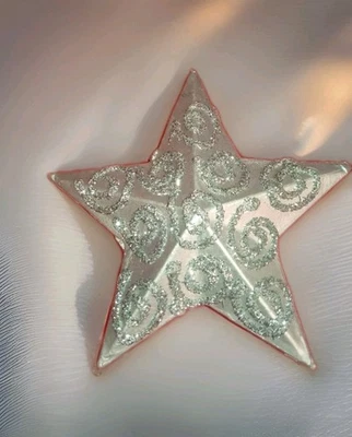 PREZIOSA PALLINA DECORAZIONE ADDOBBO ALBERO DI NATALE A STELLA 2 COLORI ARGENTO  - Immagine 1 di 4