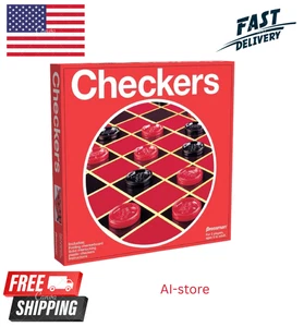 Pressman Checkers Classic Game Folding Board Interlocking Pieces 5-Inch - Picture 1 of 3