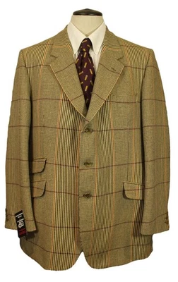 Vtg John G Hardy Green Mix Check 46R Vintage Gents Tweed Sporing 3-Button Jacket - Image 1 of 4