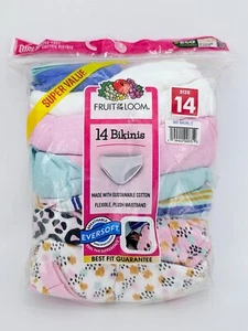 Fruit Of The Loom Girls Bikinis Underwear Size 14 Cotton Mixed Colors 14 Count - Picture 1 of 9