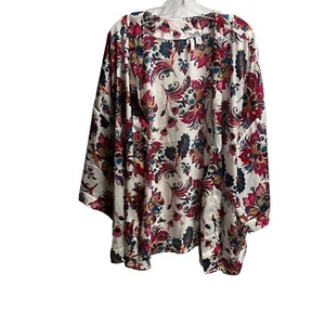 Cato Womens Kimono Blouse Size XL Floral Boho Long Sleeve Multi Color Open - Picture 1 of 7