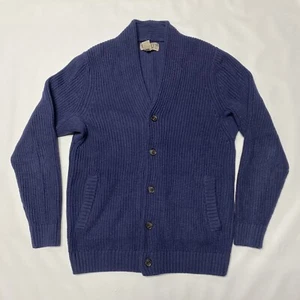 Duluth Trading Men’s Medium Cardigan Sweater Knit Thick 100% Cotton Blue Pockets - Picture 1 of 15
