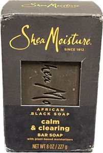 SHEA MOISTURE African Black Soap w/ Shea 8 oz CALM & CLEARING BAR SOAP NEW BOX - Picture 1 of 4