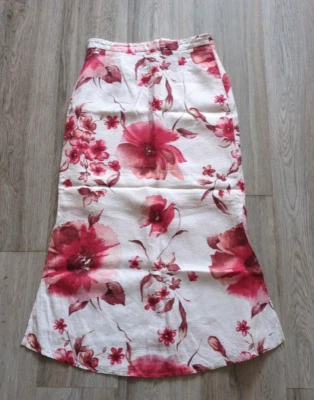 Rock mit großen roten Blumen, Leinen - Bild 1 von 4