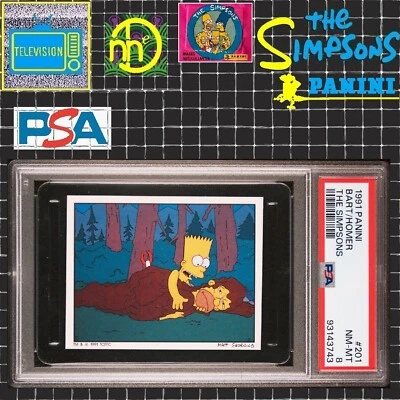 1991 Panini Simpsons Stickers - #201 Bart & Homer - PSA 8 NM-MT - Image 1 of 4