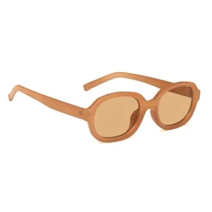 Oval Small Frame Vintage Trendy Hip Hop Women's Brown Female Y2K Sunglasses - Picture 1 of 5