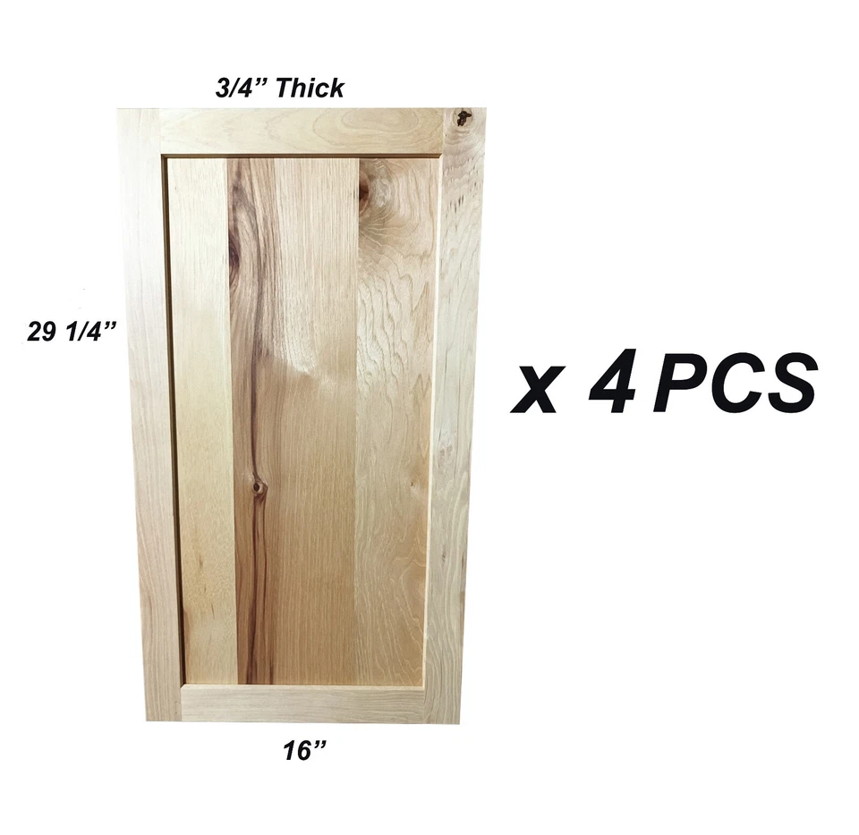 CABINET DOORS UNFINISHED WOOD KITCHEN or BATHROOM (29.25" X 16" x 3/4") - 4 NEW - Image 1 of 1