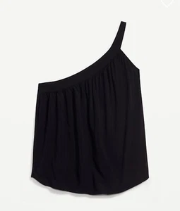 Old Navy Women's Size Medium ~ BLACK Soft Woven One Shoulder Top $34 .. NWT - Picture 1 of 5