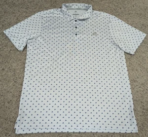 Adidas Golf Shirt Mens Large White Polo Performance All Over Print Logo Stretch - Picture 1 of 8