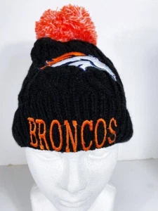 Gorro de punto de fútbol americano americano Denver Broncos de la NFL para niños/niños negro y naranja bordado - Imagen 1 de 6