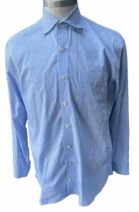 Camisa de vestir Peter Millar con acabado corona azul blanco a cuadros para hombre 16 larga grande algodón - Imagen 1 de 8
