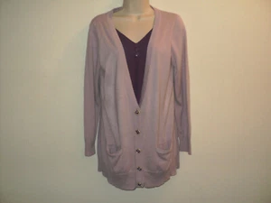 Susan Graver Size S Cardigan Sweater with Attached Inset Purple, Long Sleeves - Picture 1 of 6