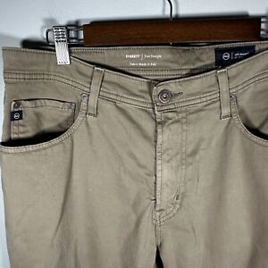AG Jeans The Everett Slim Straight Men Size 35x34 Tan Pants Adriano Goldscmied