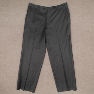 Pantalone Luciano Barbera grigio scuro 100% lana piatto davanti bretelle bottoni taglia 52 - Foto 1 di 22