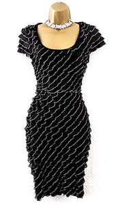 SOON Black Ruffled Bodycon Mini Dress Sz 12 Scoop Neck Evening Cocktail Party - Picture 1 of 12