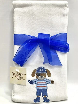 Paño de eructo Maison Chic, parche El perro pirata blanco y azul NUEVO con etiquetas artículo 90569 Foto 1 de 4