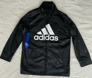 NWT Adidas BLACK Zip Jacket Girls Size 7 - Picture 1 of 1