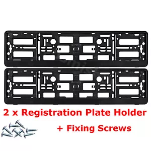 2x Black License Number Plate Holder Surround Frame for Subaru Car + Screws - Picture 1 of 3