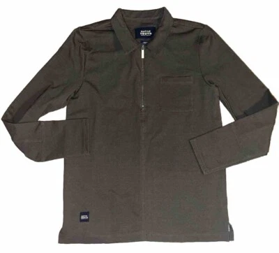 NWT $85 Mens Native Youth Olive Green 1/2 Zip Rugby Collar Long sleeve Shirt M/L - Image 1 of 4