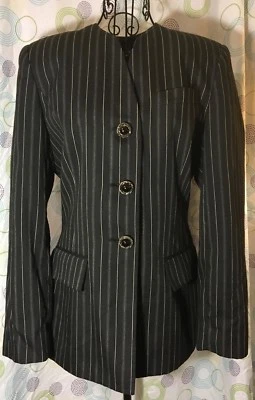 Mujer Colección Ejecutiva Chaqueta Blazer a Rayas para Profesionales Talla 8 Foto 1 de 4