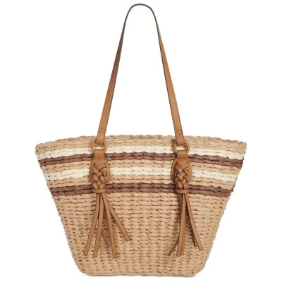 Bolso de Mano Style & Co Tejido de Paja Grande con Asas de 10" Cierre de Cremallera Foto 1 de 4