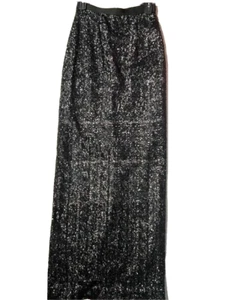 New RAOUL Womens Black Sequin Maxi Full Length Skirt Evening sz 2 Fully Lined - Picture 1 of 12