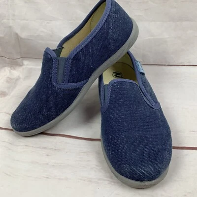Zapatos Naturino Marca Italiana Niños Sin Cordones Denim Lona Cuero EE. UU. 12 EUR29 5T 6T Foto 1 de 4