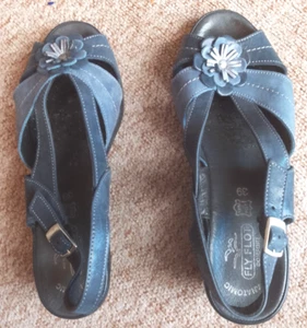 FLYFLOT ANATOMIC COMFORT LEATHER SANDAL SHOES. TWO TONE BLUE . UK 6 /EU 39 - Picture 1 of 7