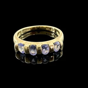 estate 14k sts yellow gold tanzanite stackable band ring sz 6.75 3.2 grams - Picture 1 of 11