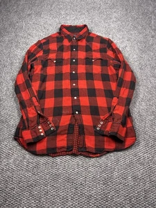 Polo Ralph Lauren Shirt Mens Medium Red Black Buffalo Plaid Flannel Western - Picture 1 of 6