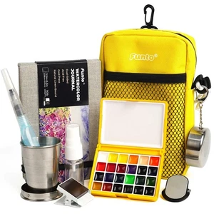 Funto Mini Watercolor Paint Set, All-In-One 24-Color Travel Paint Kit, with - Picture 1 of 6