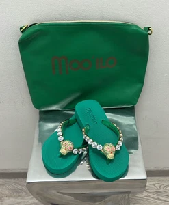 ++NUEVO++Mooilo Sandalias Mujer Chanclas Calavera Rhinestone Flipis con Clutch PVP 100 € - Imagen 1 de 2