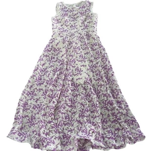 Vestido Monique Lhuillier Mujer 2 Púrpura Lila Blanco Ojales Floral Dobladillo Transparente - Imagen 1 de 11