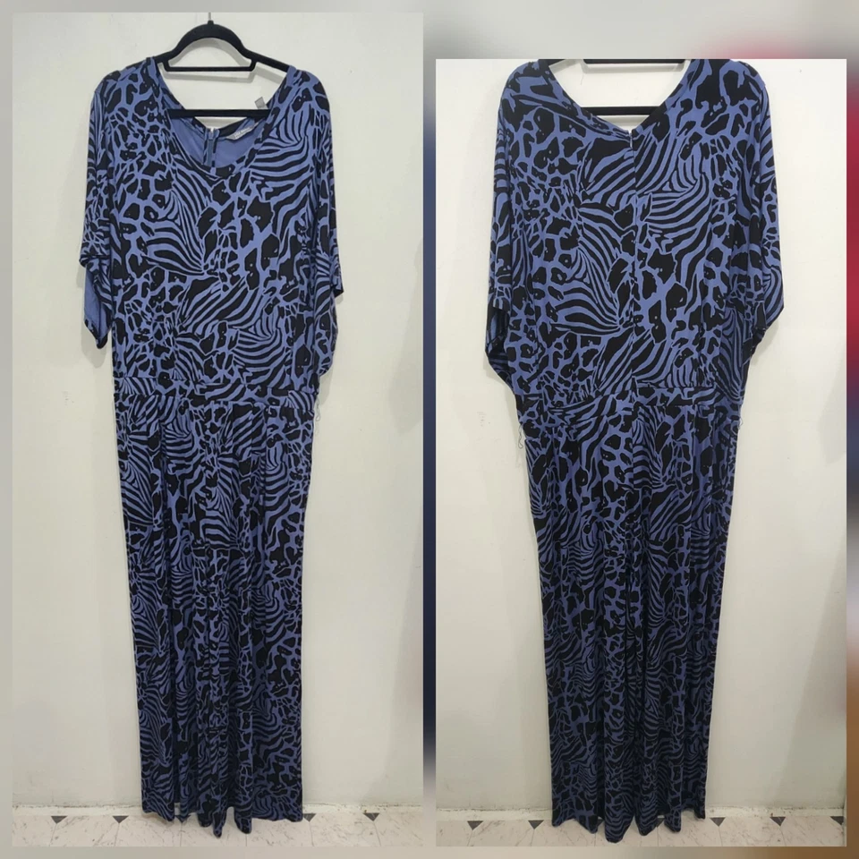 Mono Lisa Rinna Collection Azul Animal Manga Corta Pierna Ancha Talla Grande 20W Foto 1 de 4