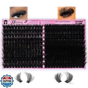 Fluffy Lash Cluster 100D+200D Mega Thick Lashes Cluster 12-22mm Wispy Indiv - Bild 1 von 5