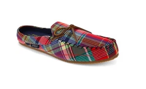 Ralph Lauren Men's Mcguire Plaid Mock Tie Mule Moccasin Slipper 8 NEW SMF6004ARL - Picture 1 of 2