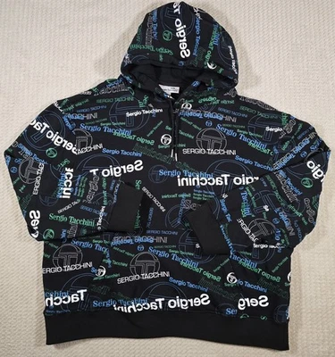 Sergio Tacchini Scramble AOP Spellout Pullover Hoodie Men Sz 2XL Sweatshirt - Image 1 of 4