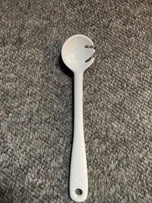 Cuchara de huevo ranurada blanca de porcelana cerámica 10" Foto 1 de 4