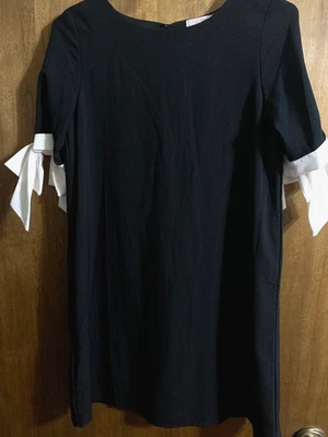 GB GIRLS * Black Lined Dress * White Tie Sleeves * Size XL * - Image 1 of 4
