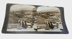 Antique 1908 Underwood Stereoview Austrian Hamlet Val Ampezzo Rural Scene - Bild 1 von 3