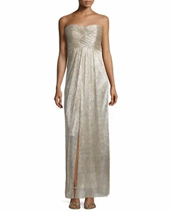 Laundry by Shelli Segal Strapless Pleated Bodice metallic 10 gown New $329 - Picture 1 of 2